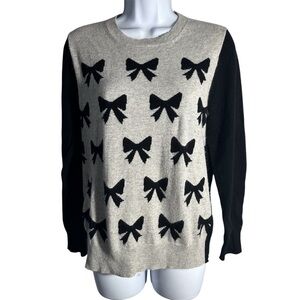 J Crew wool blend black & gray bow tie sweater women’s medium